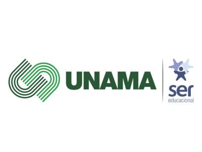 Imagem mostra logo da UNAMA
