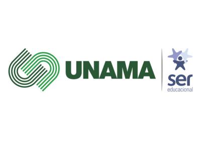 Imagem mostra logo da UNAMA