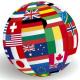 Imagem mostra globo com bandeira de todos os países 